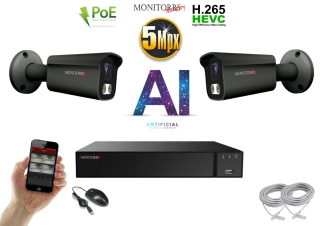 Monitorrs Security AI IP 2 kamerový set 5 Mpix GTube (6373K2)